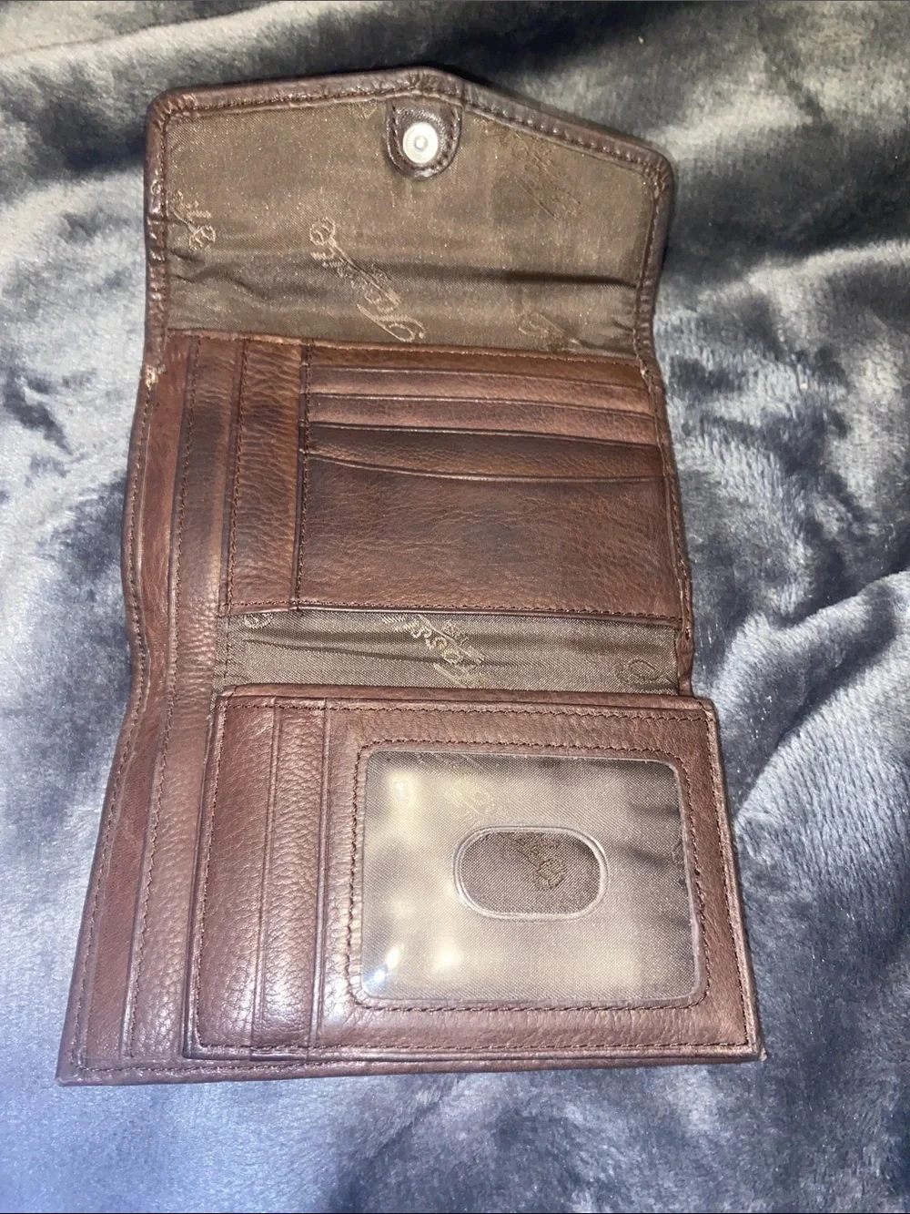 Fossil Brown Leather Trifold Wallet with Front Card Slots